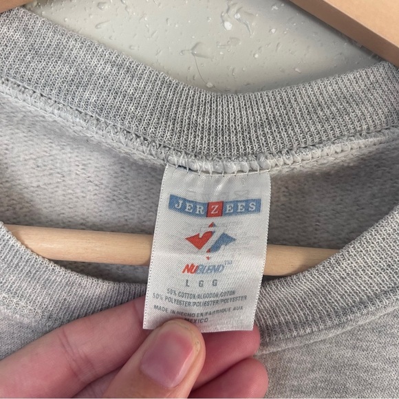 Vintage Jerzees Gray Dog Lover Crewneck Sweatshirt Retro Neutral 90s Large - Picture 2 of 8